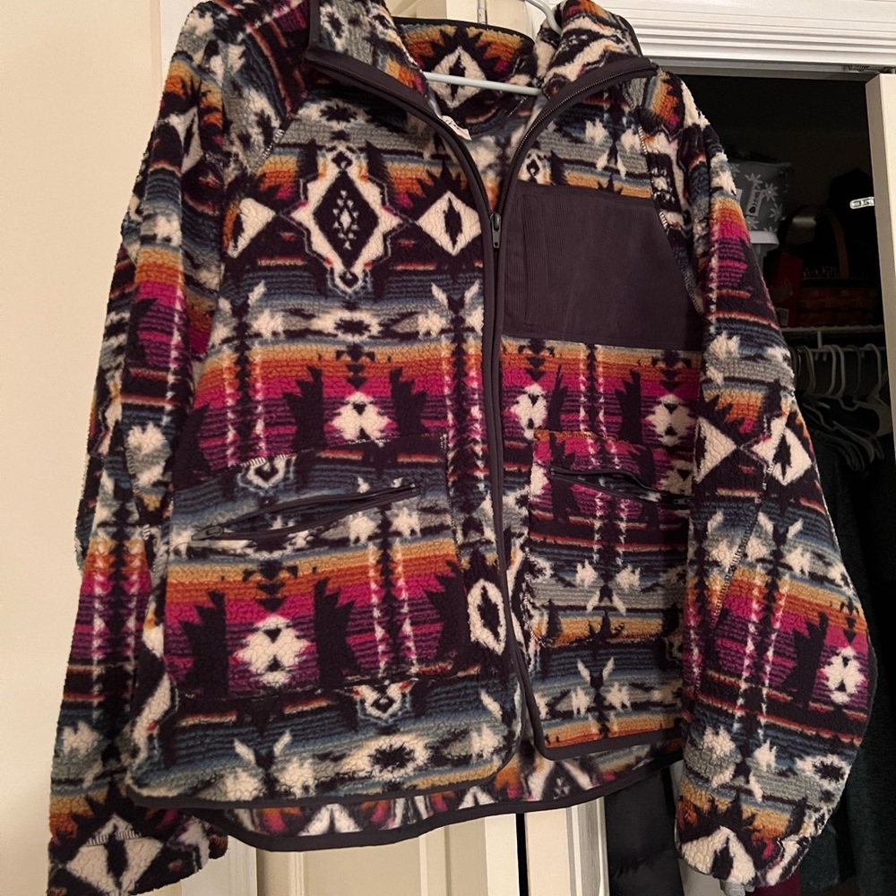 Boutique Aztec Zip Up Fleece